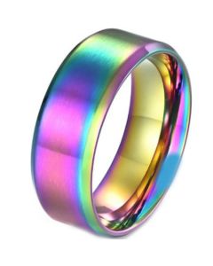COI Titanium Rainbow Pride Beveled Edges Ring-5867