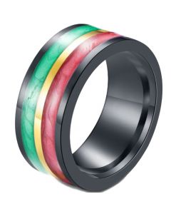 *COI Black Titanium Red Yellow Green Resin Ring-5918
