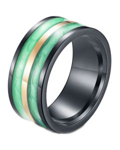 *COI Titanium Black Green Yellow Resin Ring-5964