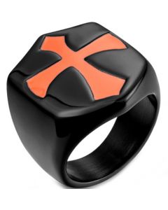 *COI Titanium Black/Gold Tone/Silver Ring With Rose Cross-5989