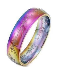 *COI Tungsten Carbide Rainbow Pride Lord of the Ring Dome Court Ring-6002