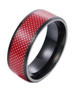 *COI Titanium Black Red Dome Court Ring-6843