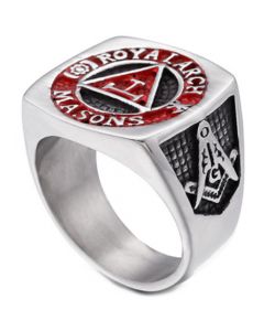 **COI Titanium Black Red Silver Masonic Freemason Ring-7197BB