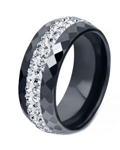 **COI Black/White Ceramic Ring With Cubic Zirconia-7495AA