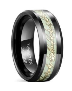 **COI Black Tungsten Carbide Lord of The Ring Luminous Beveled Edges Ring-7501AA
