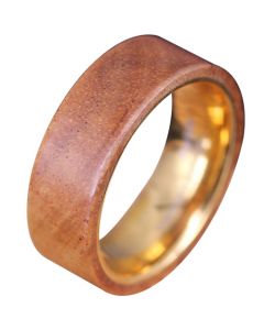 **COI Gold Tone Tungsten Carbide Ring With Wood-7581AA