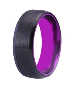 **COI Tungsten Carbide Black Purple Beveled Edges Ring-7650AA