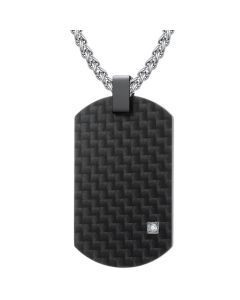 COI Black Titanium Pendant With Carbon Fiber and Cubic Zirconia-7671AA