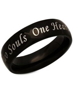COI Black Tungsten Carbide One Hearts Two Souls Ring-TG846