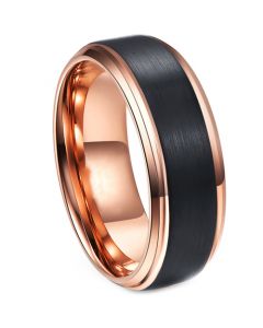 *COI Titanium Black Rose Step Edges Ring-3301