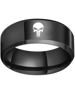 COI Black Tungsten Carbide Marvel Punisher Ring-TG3971