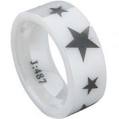 COI White Ceramic Star Pipe Cut Flat Ring-TG1303