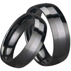 COI Black Tungsten Carbide Polished Shiny Beveled Edges Ring-TG1647