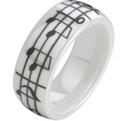 COI White Ceramic Music Note Dome Court Ring - TG2139A