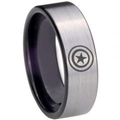 COI Tungsten Carbide Black Silver Captain America Ring-TG2300