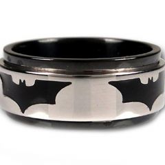 *COI Tungsten Carbide Black Silver Batman Ring-TG2962