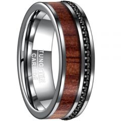 COI Tungsten Carbide Wood & Cubic Zirconia Ring-TG3266BB
