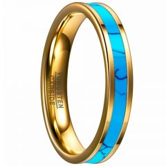 COI Gold Tone Tungsten Carbide Turquoise Ring-TG4094B