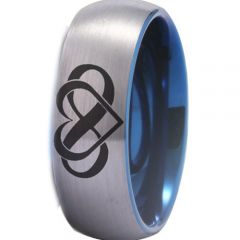 *COI Tungsten Carbide Blue Silver Infinity Heart Ring-TG4489