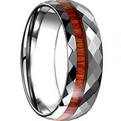 COI Tungsten Carbide Faceted Ring With Wood - TG4646