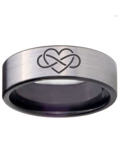 *COI Tungsten Carbide Infinite Heart Pipe Cut Flat Ring-TG4675BB