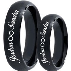 COI Black Tungsten Carbide Ring With Custom Engraving-TG5019