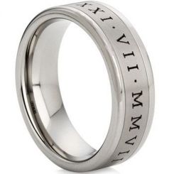 COI Tungsten Carbide Double Grooves Roman Numerals Ring-TG1105AA