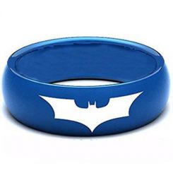 *COI Blue Tungsten Carbide Bat Man Dome Court Ring-TG3805AA