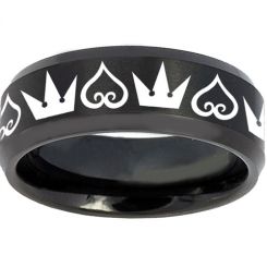 COI Black Tungsten Carbide Kingdom & Heart Ring-TG1513