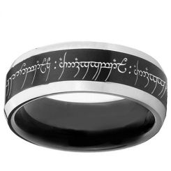 *COI Tungsten Carbide Lord of the Ring Beveled Edges Ring-1629