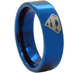 *COI Blue Tungsten Carbide Superman Pipe Cut Ring-TG1768