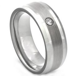 COI Tungsten Carbide Center Line Cubic Zirconia Ring-TG2250