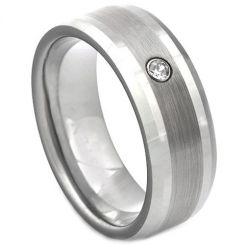 COI Tungsten Carbide Center Line Cubic Zirconia Ring-TG2250