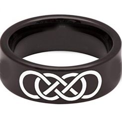 *COI Black Tungsten Carbide Double Infinity Pipe Cut Ring-TG2502