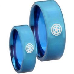 COI Blue Tungsten Carbide Captain America Pipe Cut Ring-TG2657