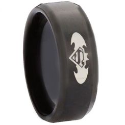 *COI Black Tungsten Carbide Batman Beveled Edges Ring-TG2878