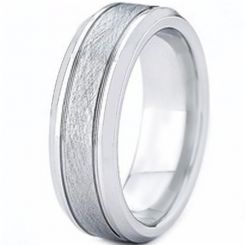 COI Tungsten Carbide Sandblasted Double Grooves Ring-TG2425AA