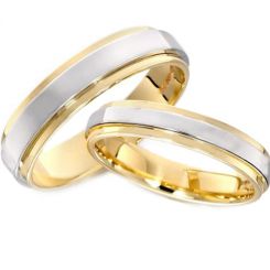 *COI Tungsten Carbide Gold Tone Silver Polished Shiny Step Edges Ring-TG3032