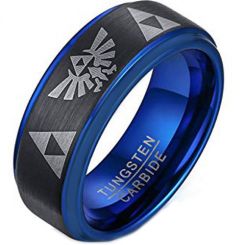 COI Tungsten Carbide Black Blue Legend of Zelda Ring-TG305