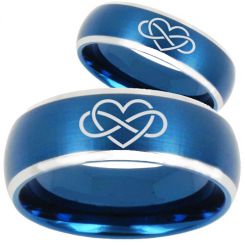 *COI Titanium Blue Silver Infinity Heart Beveled Edges Ring-3063