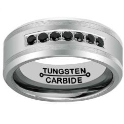 COI Tungsten Carbide Black Cubic Zirconia Ring-TG3089A