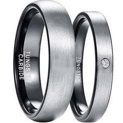 COI Tungsten Carbide Black Silver Dome Court Ring-TG3291