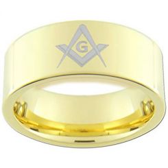 *COI Gold Tone Tungsten Carbide Masonic Dome Court Ring-TG3312