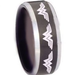 **COI Tungsten Carbide Wonder Women Beveled Edges Ring-TG3379