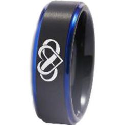 *COI Tungsten Carbide Black Blue Infinity Heart Ring-TG3408