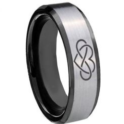*COI Tungsten Carbide Black Silver Infinity Heart Ring-TG3437