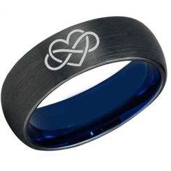 *COI Titanium Black Blue Infinity Heart Dome Court Ring-3449