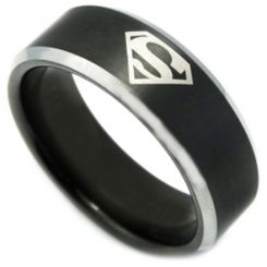 **COI Tungsten Carbide Black Silver Superman Ring-TG3459
