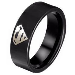 *COI Black Tungsten Carbide Superman Pipe Cut Ring-TG798