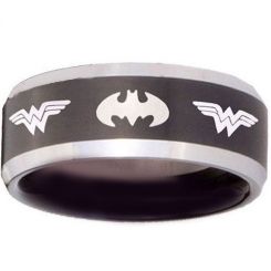 *COI Tungsten Carbide Batman & Wonder Woman Ring - TG3683